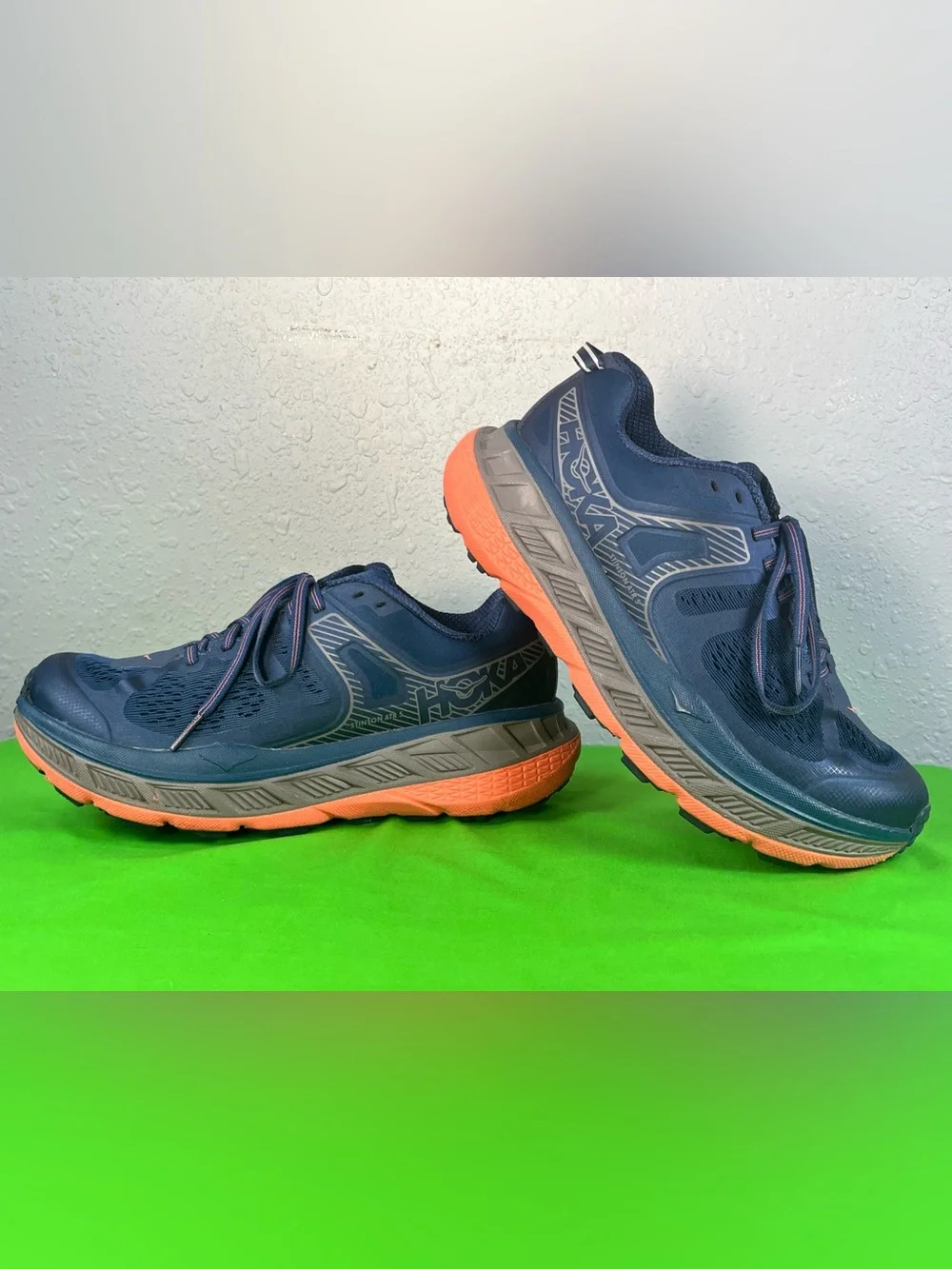 Hoka Navy Blue and Orange Trail Running Shoes
